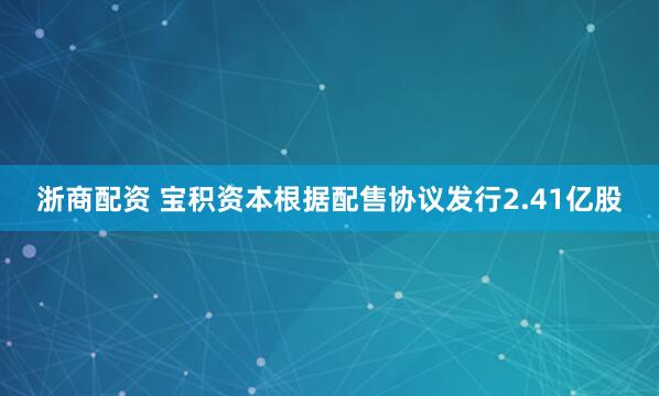 浙商配资 宝积资本根据配售协议发行2.41亿股